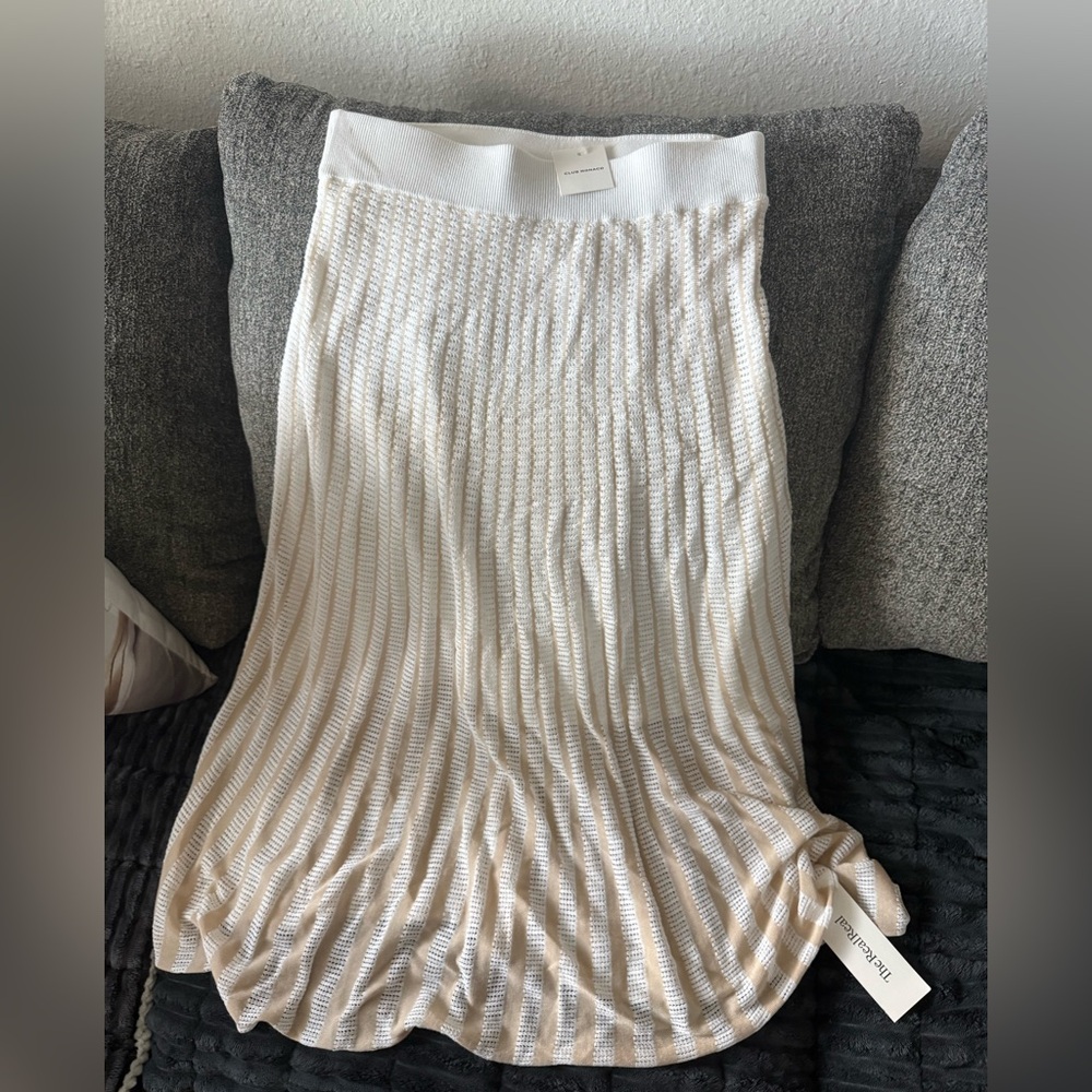 CLUB MONACO Pointelle Stripe Skirt Medium NWT